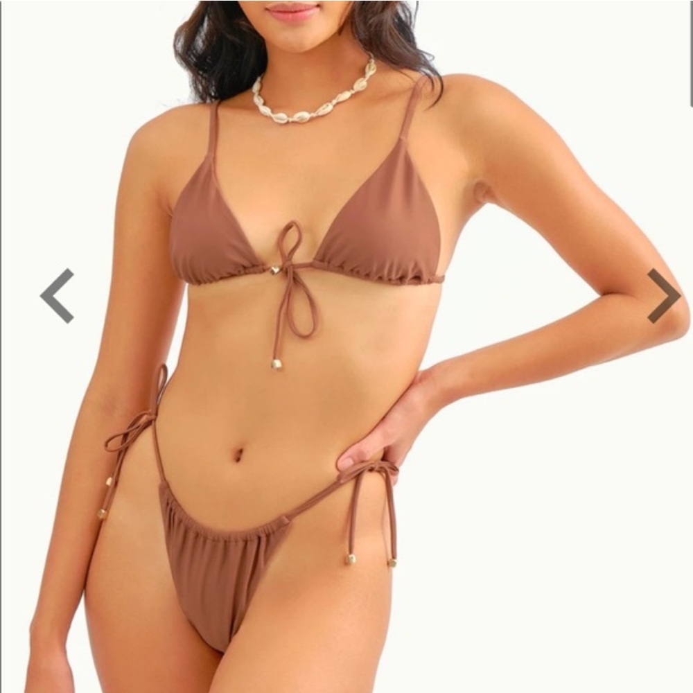 Black Bough Liv Ruched Bikini in Cocoa